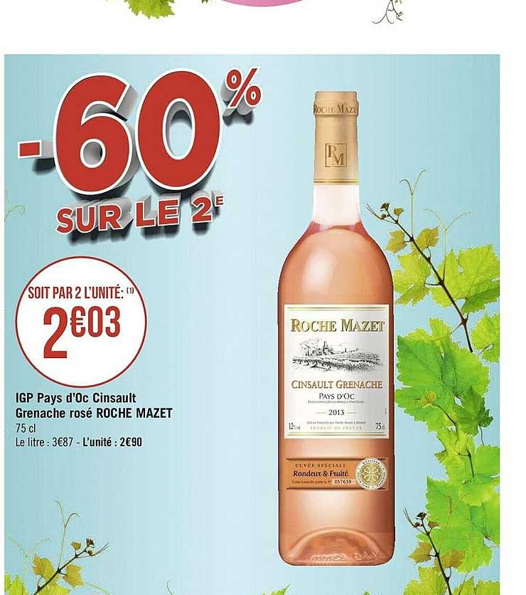 igp pays d'oc cinsault grenache rosé roche mazet