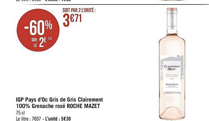 igp pays d'oc gris de gris clairement 100% grenache rosé roche mazet
