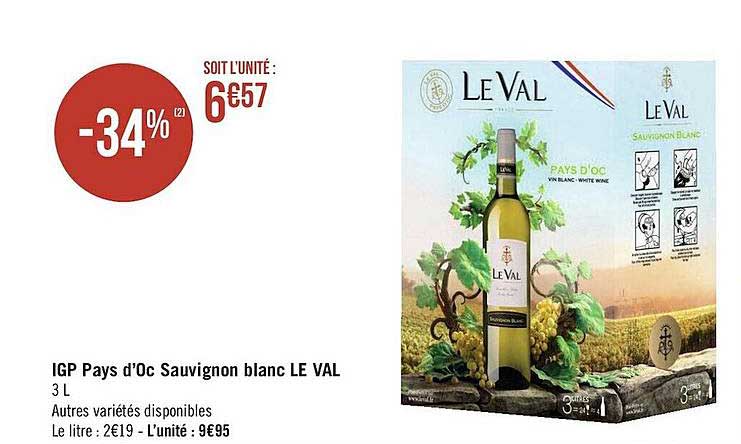 igp pays d'oc sauvignon blanc le val