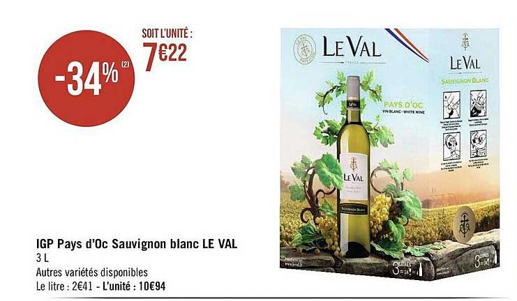 igp pays d'oc sauvignon blanc le val