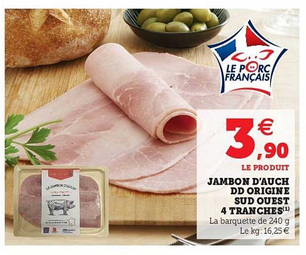 jambon d'auch dd origine sud ouest 4 tran ches