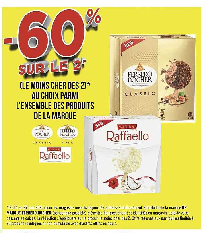 l'ensemble des produits de la marque ferrero rocher, raffaello
