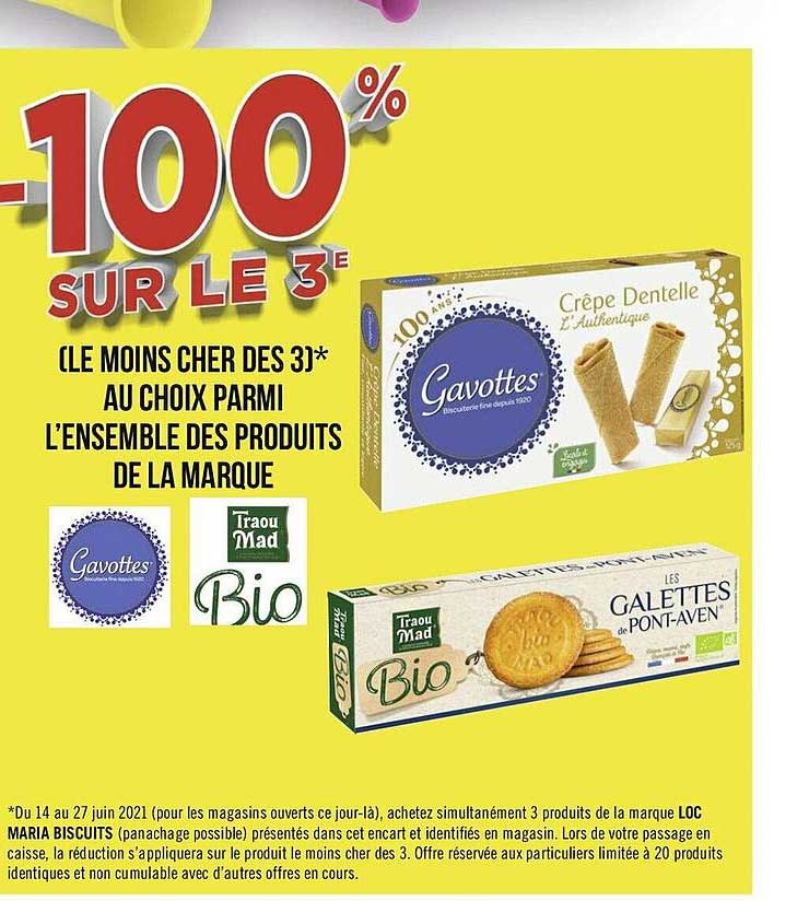 l'ensemble des produits de la marque gavottes, traou mad bio