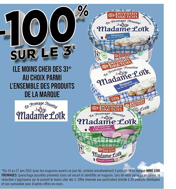 l'ensemble des produits de la marque le fromage fouetté madame loïk paysan breton