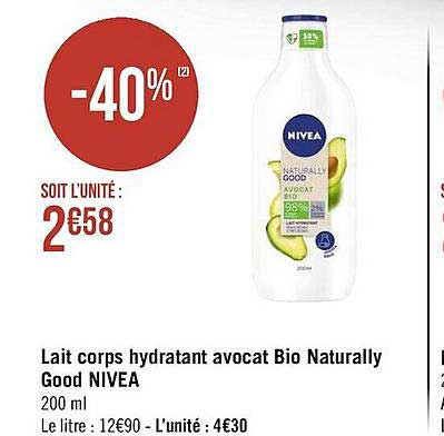 lait corps hydratant avocat bio naturally good nivea