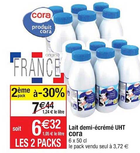 lait demi-écrémé uht cora