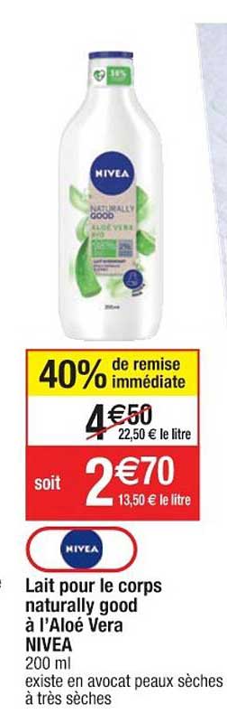 Lait Pour Le Corps Naturally Good à L'aloé Véra Nivea