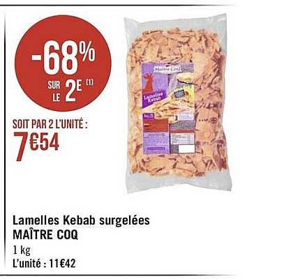 lamelles kebab surgelées maître coq