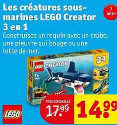 les créatures sous-marines lego creator 3 en 1