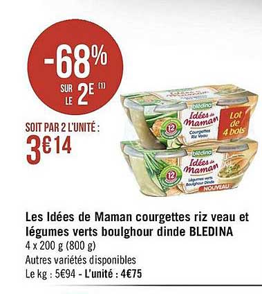 les idées de maman courgettes riz veau et légumes verts boulghour dinde blédina