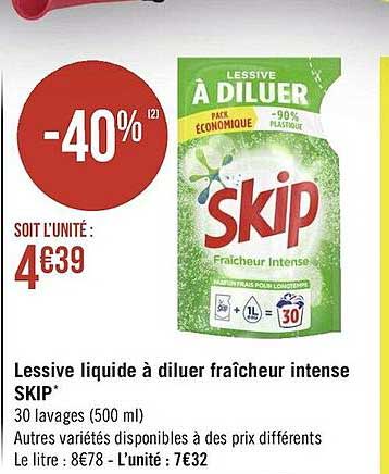 Lessive Liquide à Diluer Fraîcheur Intense Skip