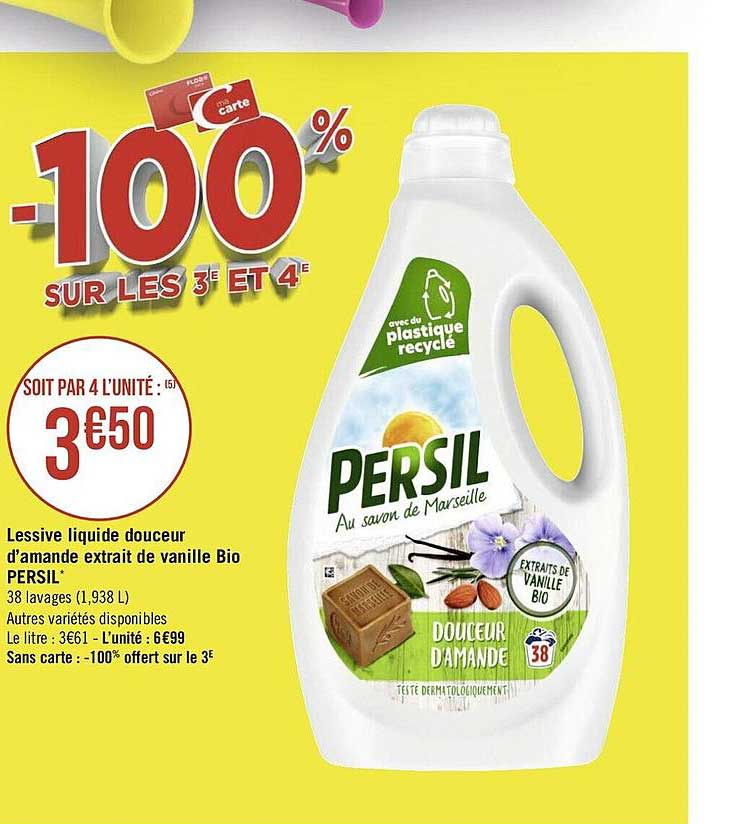 lessive liquide douceur d'amande extrait de vanille bio persil