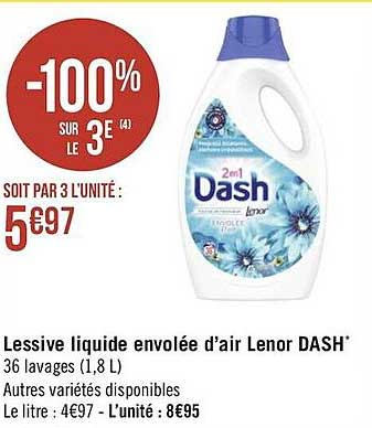 Lessive Liquide Envolée D'air Lenor Dash