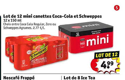 lot de 12 mini canettes coca-cola et schweppes