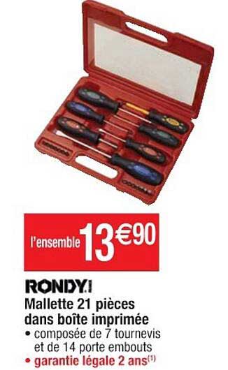 mallette 21 pièces dans boîte imprimée rondy I