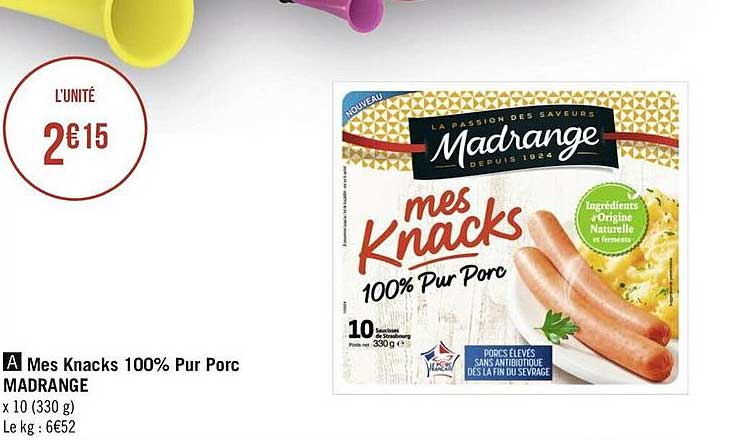 mes knacks 100% pur porc madrange