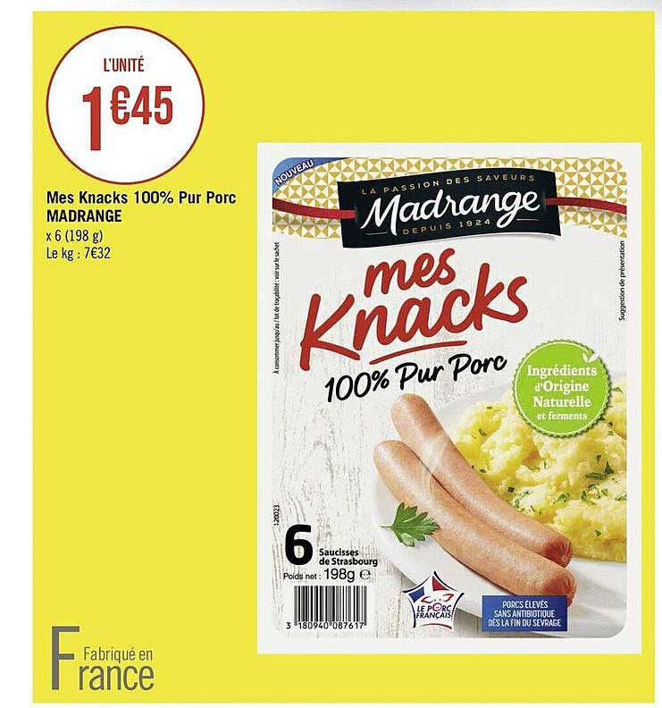 mes knacks 100% pur porc madrange