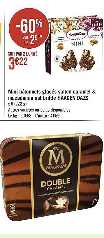 mini bâtonnets glacés salted caramel & macadamia nut brittle häagen dazs