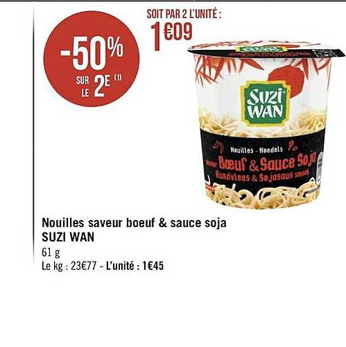 nouilles saveur bœuf & sauce soja suzi wan
