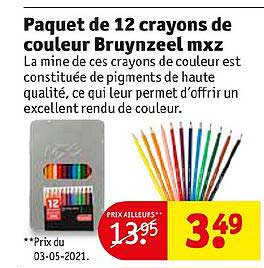 Paquet De 12 Crayons De Couleur Bruynzeel Mxz