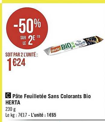 pâte feuilletée sans colorants bio herta