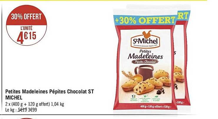 petites madeleines pépites chocolat st michel