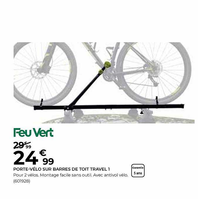 porte-vélo sur barres de toit travel 1 feu vert