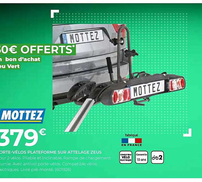porte-vélos plateforme sur attelage zeus mottez