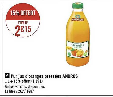 pur jus d'oranges pressées andros