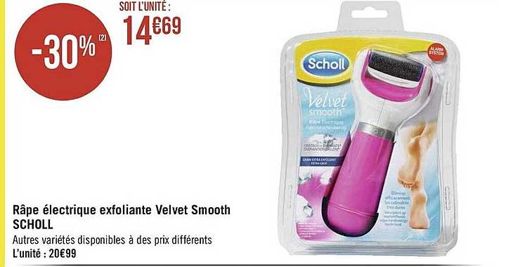 râpe électrique exfoliante velvet smooth scholl