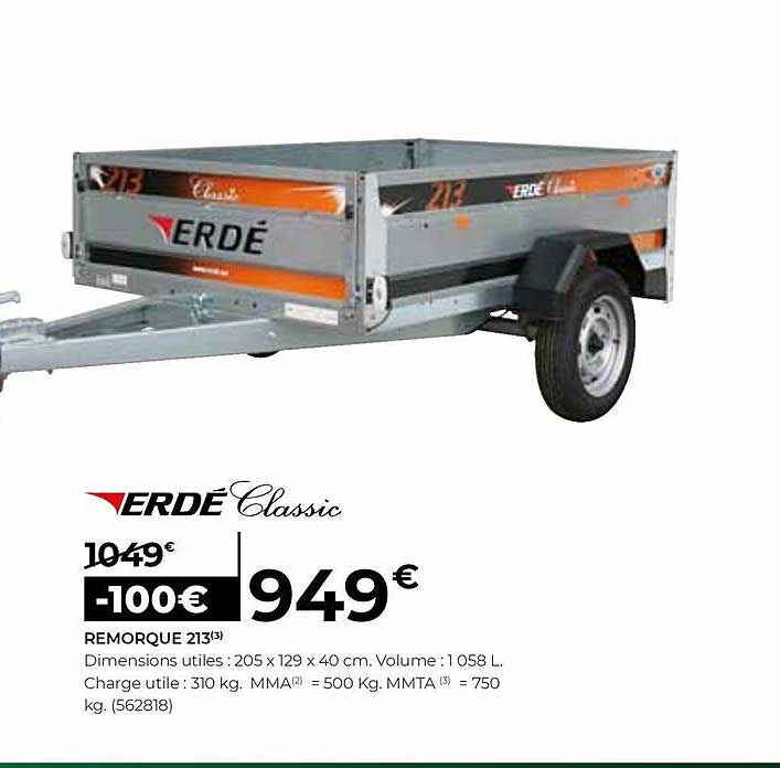 Remorque 213 Erdé Classic