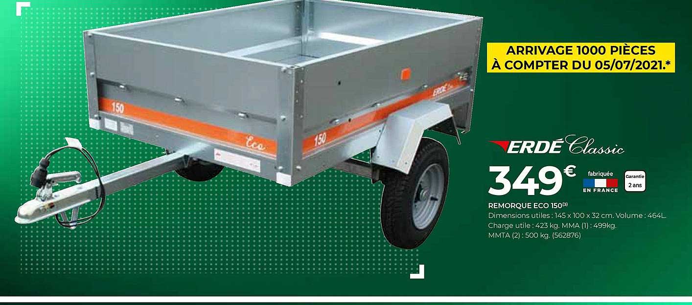 Remorque Eco 150 Erdé Classic