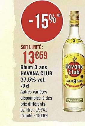 rhum 3 ans havana club 37,5% vol.