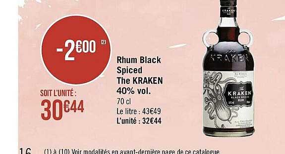 rhum black spiced the kraken 40% vol.