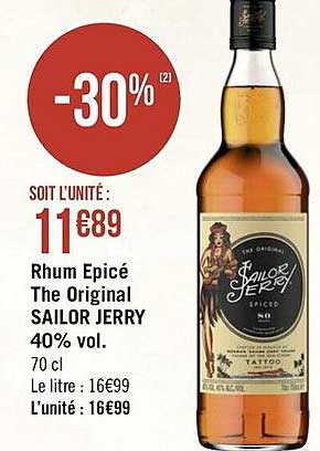 rhum épicé the original sailor jerry 40% vol.
