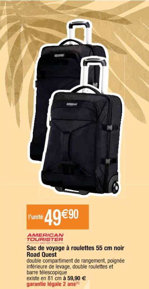 sac de voyage à roulettes 55 cm noir road ouest