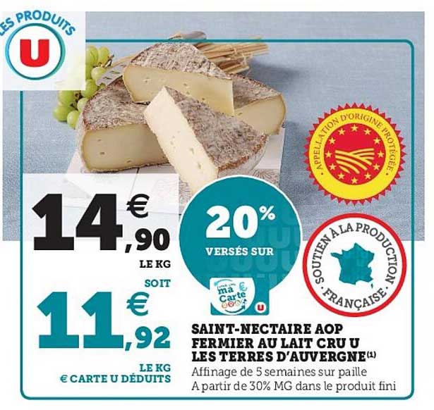 saint-nectaire aop fermier au lait cru u les terres d'auvergne