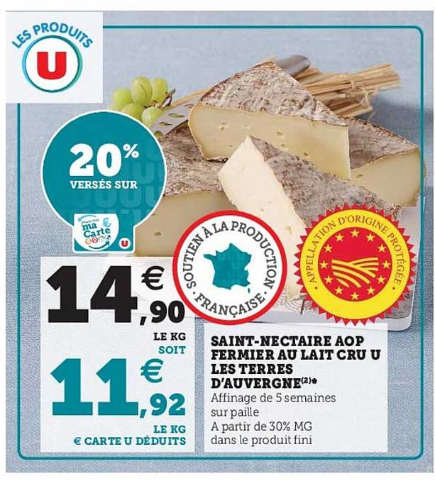 saint-nectaire aop fermier au lait cru u les terres d'auvergne