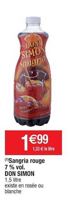 sangria rouge 7% vol. don simon