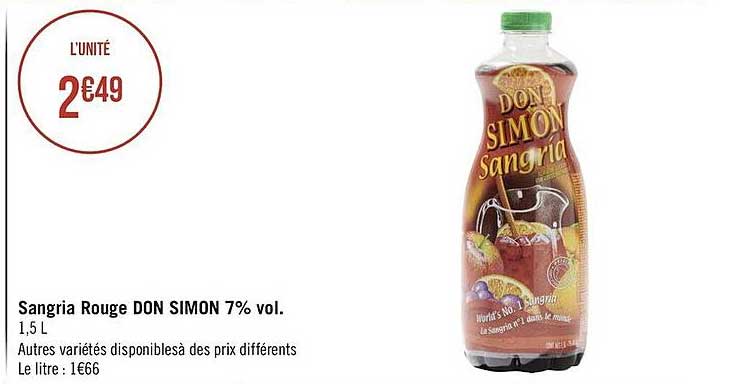 sangria rouge don simon 7% vol.