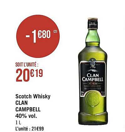 scotch whisky clan campabell 40% vol.