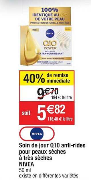 soin de jour q10 anti-rides pour peaux sèches à très sèches nivea