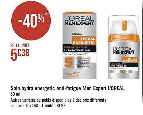 soin hydra energetic anti-fatigue men expert l'oréal
