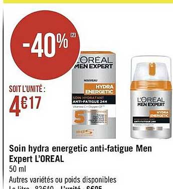 soin hydra energetic anti-fatigue men expert l'oréal
