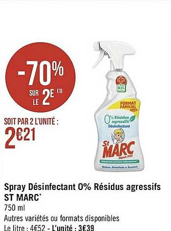 spay désinfectant 0% résidus agressifs st marc