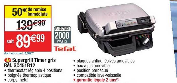 Supergrill Timer Gris Tefal Gc451b12
