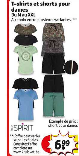 t-shirts et shorts pour dames spirit