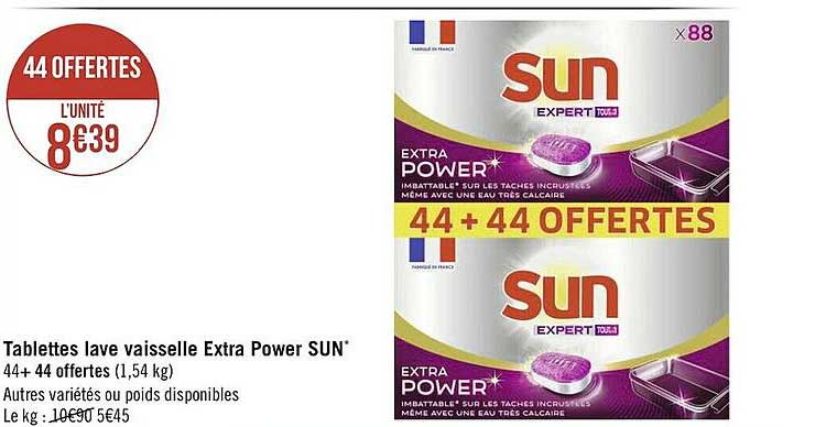 tablettes lave vaisselle extra power sun