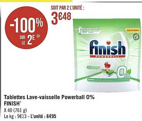 tablettes lave-vaisselle powerball 0% finish