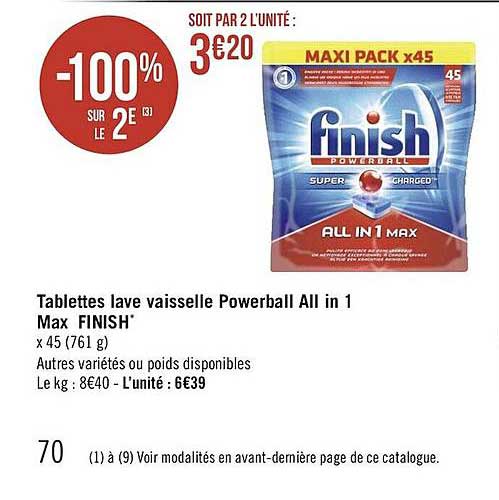tablettes lave vaisselle powerball all in 1 max finish